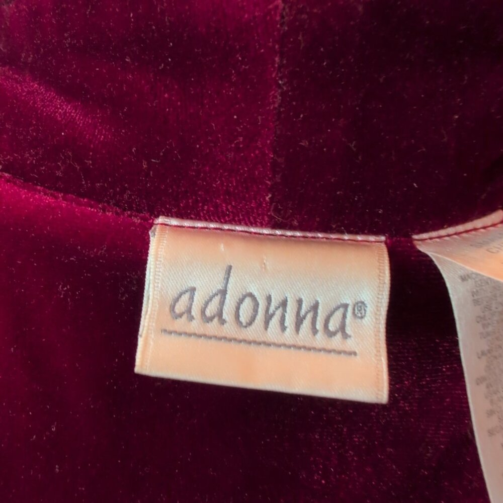 Adonna VTG Robe Lounger Velvet Velour Red & Gold Caftan House Gown Sz S - Picture 10 of 12